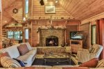 Main level Den with Wood Burning Fireplace for Fall and Winter Enjoyment